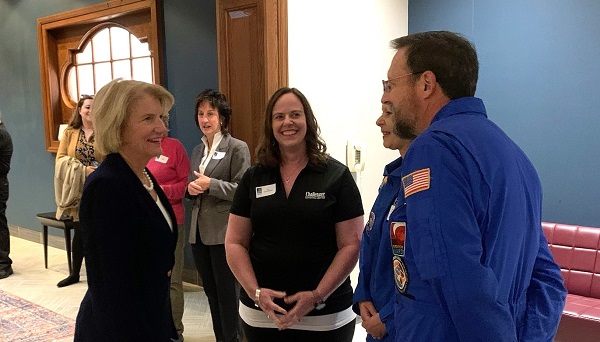 U.S. Senator Shelley Moore Capito (R-W.Va.) visits the Challenger Learning Center at Wheeling University in Wheeling, W.Va., on Tuesday, October 10, 2023.