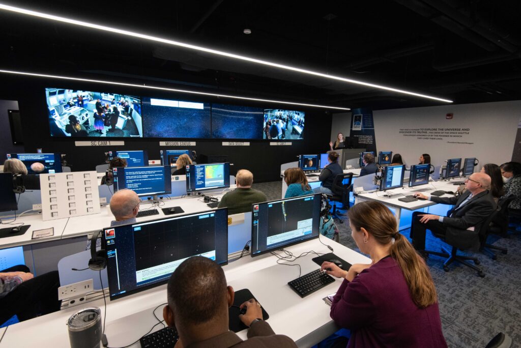 Mission Control is a modern computer lab that in addition to Center Missions, could be used to host programming such as climate preparedness simulations or models of the stock market.