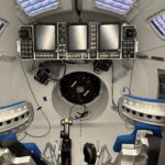 Inside the Orion capsule simulator.