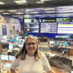 Blog author, Lisa Vernal, in front of the White Flight Control Room.